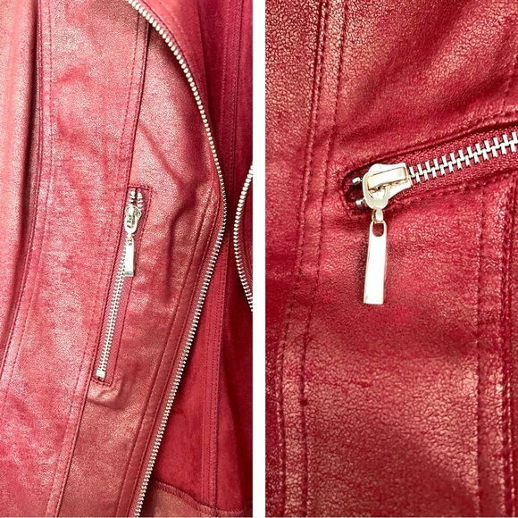 NWOT | Women’s✨Insight New York✨Liquid Cherry Metallic Moto Jacket - Picture 6 of 16